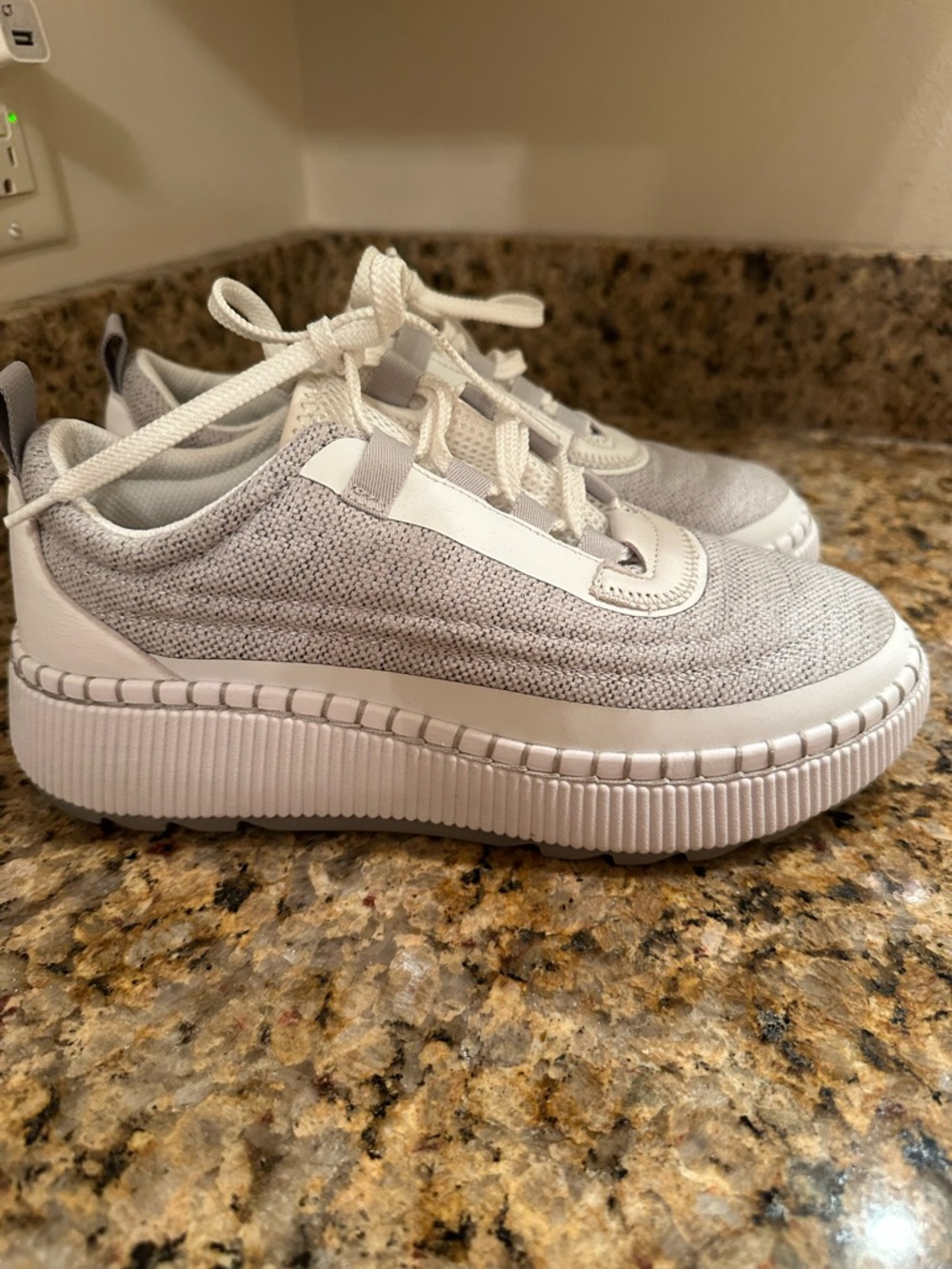 Waterproof light Gray Knit Platform Sneakers - Cougar
